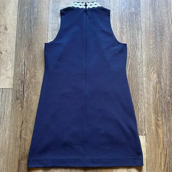 Lilly Pulitzer Callista Shift Dress High Collar True Navy L Coastal Preppy EUC! - Picture 5 of 9